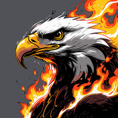 Obraz premium image of eagle head on fire