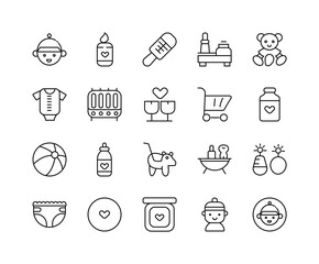Babies care set icon designs