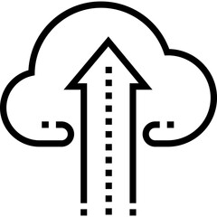 Cloud Upload Icon Vector Line Design
