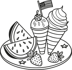 A delightful collection of vector ice cream icons illustrating various dessert and fruit flavors