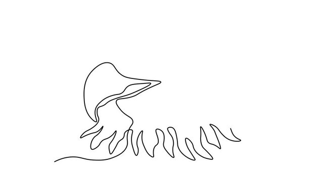 Abstract head of a bird of prey, an eagle, Self drawing animation one continuous line draw, logo