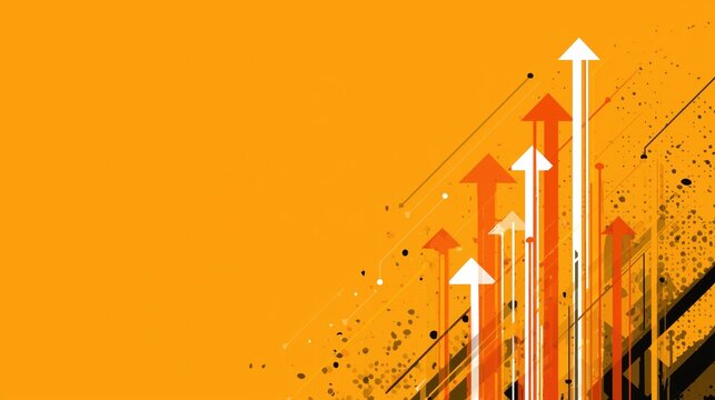 Dynamic Orange Background with Rising Arrows for Business Presentations and Growth Visuals