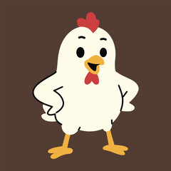 Cute Confident Chicken Flat Illustration