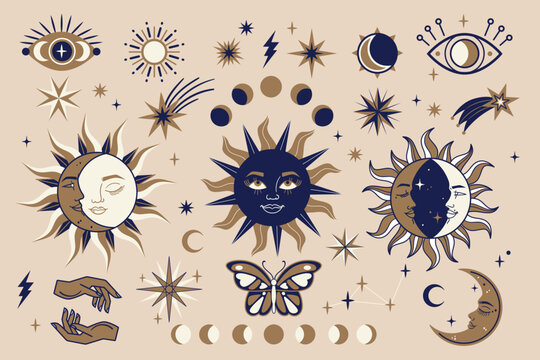 Hand Drawn Set of Celestial Elements
