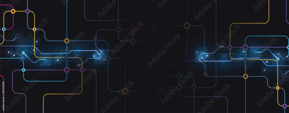 Poster Abstract circuit technology concept connected lines and dots background