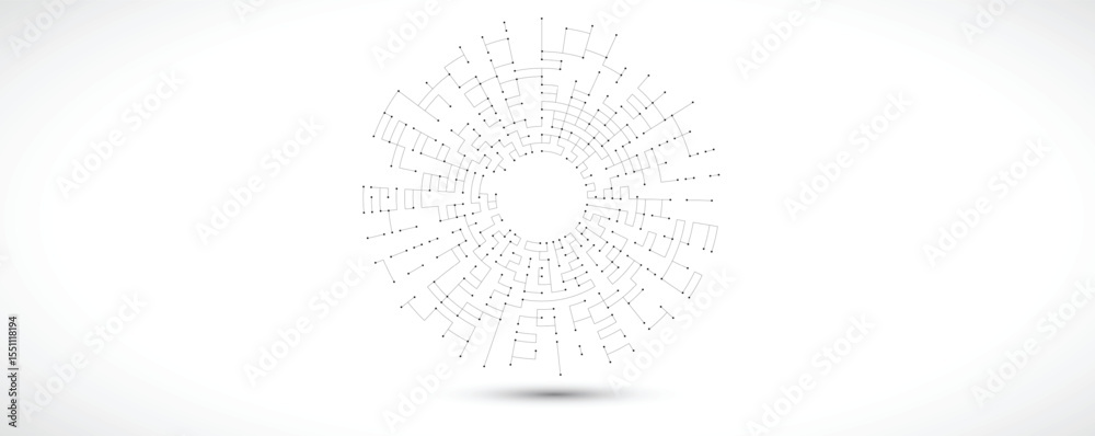 Aufkleber Abstract circuit technology concept connected lines and dots background