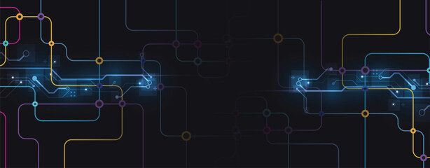 Abstract circuit technology concept connected lines and dots background