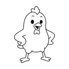 Confident Chicken Outline for Coloring Page