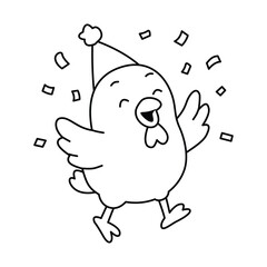 Happy Chicken Outline for Coloring Page