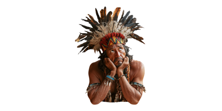 Traditional Indigenous Headdress And Attire. Cultural Heritage And Identity Representation Isolated On Transparent Background