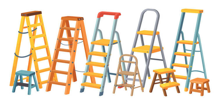 Collection of Colorful Ladders and Step Stools for Home Improvement