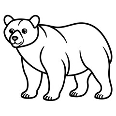 White Line Art Spectacled Bear Vector