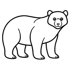White Line Art Spectacled Bear Vector