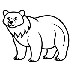 White Line Art Spectacled Bear Vector