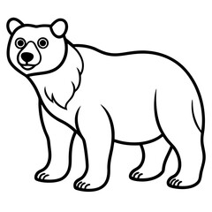 White Line Art Spectacled Bear Vector