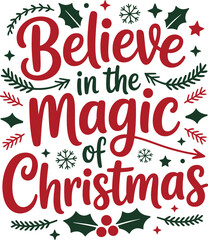 Festive Christmas Typography T-Shirt Design with Holiday Elements