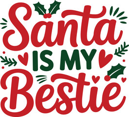 Obraz premium Festive Christmas Typography Design with Holly and Hearts
