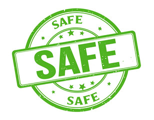 Safe Rubber Stamp Illustration Symbolizing Security, Protection, and Trust Isolated on White Background