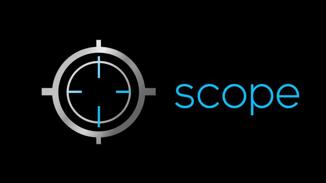 "Design a logo for 'Mind Scope' using a stylized scope or target graphic combined with a minimalist brain outline. Use silver and electric blue on black. Emphasize sharp, tech-inspired lines and profe