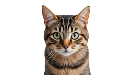 Tabby cat isolated on white and transparant background