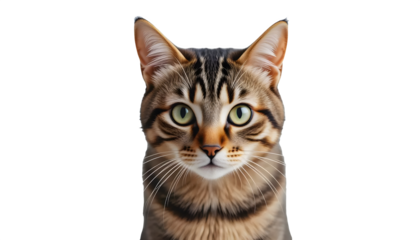 Tabby cat isolated on white and transparant background