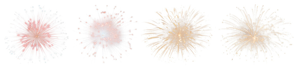 Obraz na płótnie Canvas PNG Vibrant fireworks burst celebration, element set on transparent background