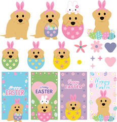 Cute Golden Retriever Easter Celebration