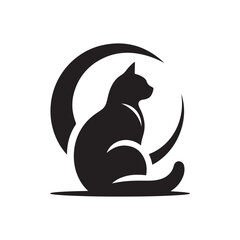 cat sitting vector silhouette clip art logo design illustration. cat set collections.