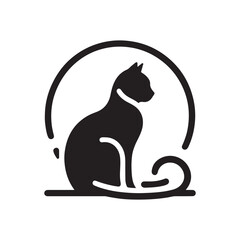 cat sitting vector silhouette clip art logo design illustration. cat set collections.