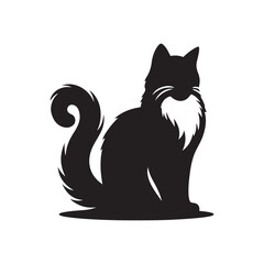 cat sitting vector silhouette clip art logo design illustration. cat set collections.