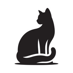 cat sitting vector silhouette clip art logo design illustration. cat set collections.
