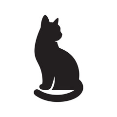 cat sitting vector silhouette clip art logo design illustration. cat set collections.