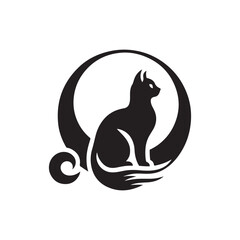 cat sitting vector silhouette clip art logo design illustration. cat set collections.