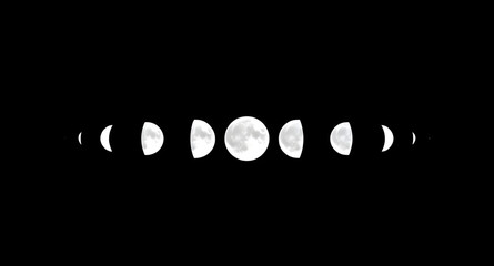 Moon icon, Full moon, Crescent moon, Half moon, Night sky moon, Moon vector, Lunar illustration, Moon phases, New moon, Waxing moon, Waning moon, Celestial body, Moonlight symbol, Moon silhouette, Glo © zpixel
