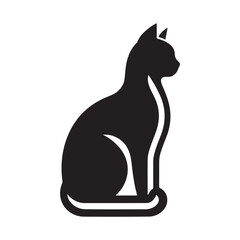 cat sitting vector silhouette clip art logo design illustration. cat set collections.