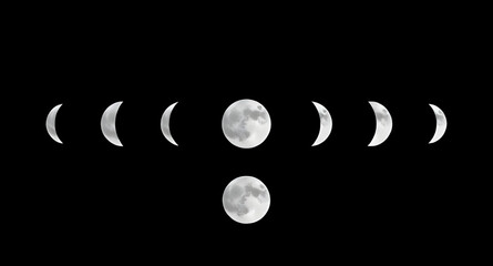 Moon icon, Full moon, Crescent moon, Half moon, Night sky moon, Moon vector, Lunar illustration, Moon phases, New moon, Waxing moon, Waning moon, Celestial body, Moonlight symbol, Moon silhouette, Glo © zpixel