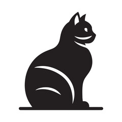 cat sitting vector silhouette clip art logo design illustration. cat set collections.