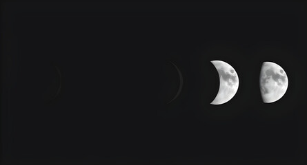 Moon icon, Full moon, Crescent moon, Half moon, Night sky moon, Moon vector, Lunar illustration, Moon phases, New moon, Waxing moon, Waning moon, Celestial body, Moonlight symbol, Moon silhouette, Glo © zpixel