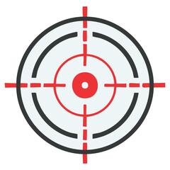 Flat Vector Crosshair Icon for Targeting and Combat Interface Design

