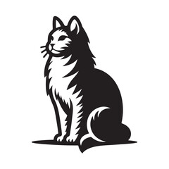 cat sitting vector silhouette clip art logo design illustration. cat set collections.