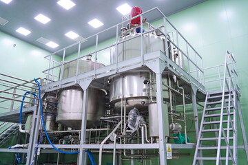 An automated line for the production of liquid cosmetic products.