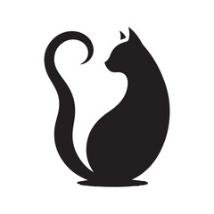 cat sitting vector silhouette clip art logo design illustration. cat set collections.