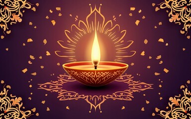 lovely ornamental style happy diwali banner design. High quality