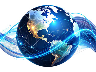  globe with economic growth lines, abstract background 