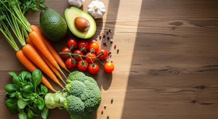 Fresh Produce Arrangement on Wooden Surface
