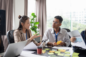 Business asian Multicultural businesspeople working project  working together in office conference...