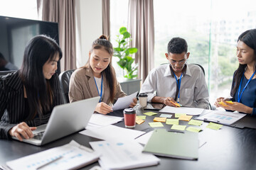 Business asian Multicultural businesspeople working project  working together in office conference...
