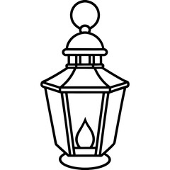Minimal Red Lantern Line Art