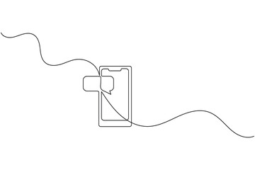 Smart phone continuous one line drawing and minimalist style isolate outline illustration