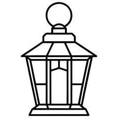 Minimal Red Lantern Line Art